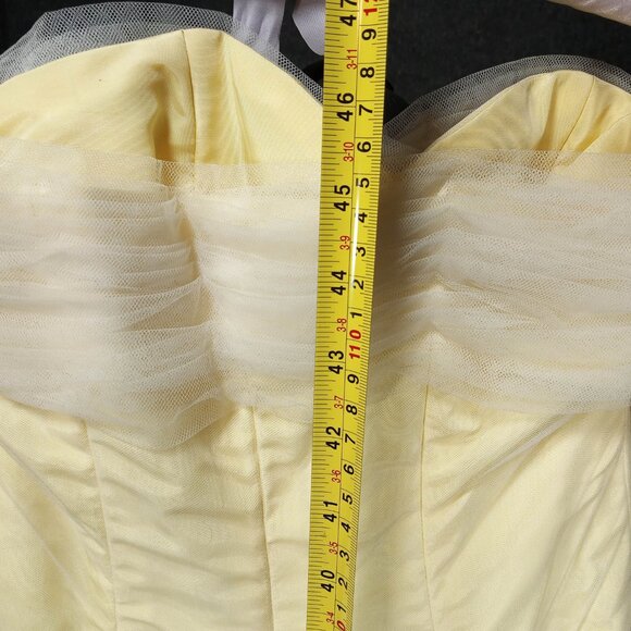 1950s Yellow Chiffon w/lace Sequin Bodice Tule Covered Skirt Cupcake Dress - Picture 9 of 11